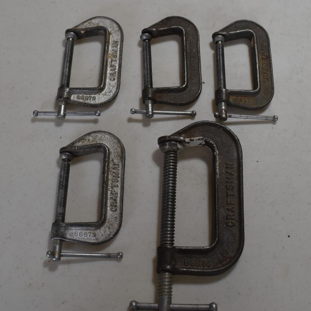 Lot of 5 Craftsman C Clamps - (4) #66673, (1) #66674 Used Excellent Condition